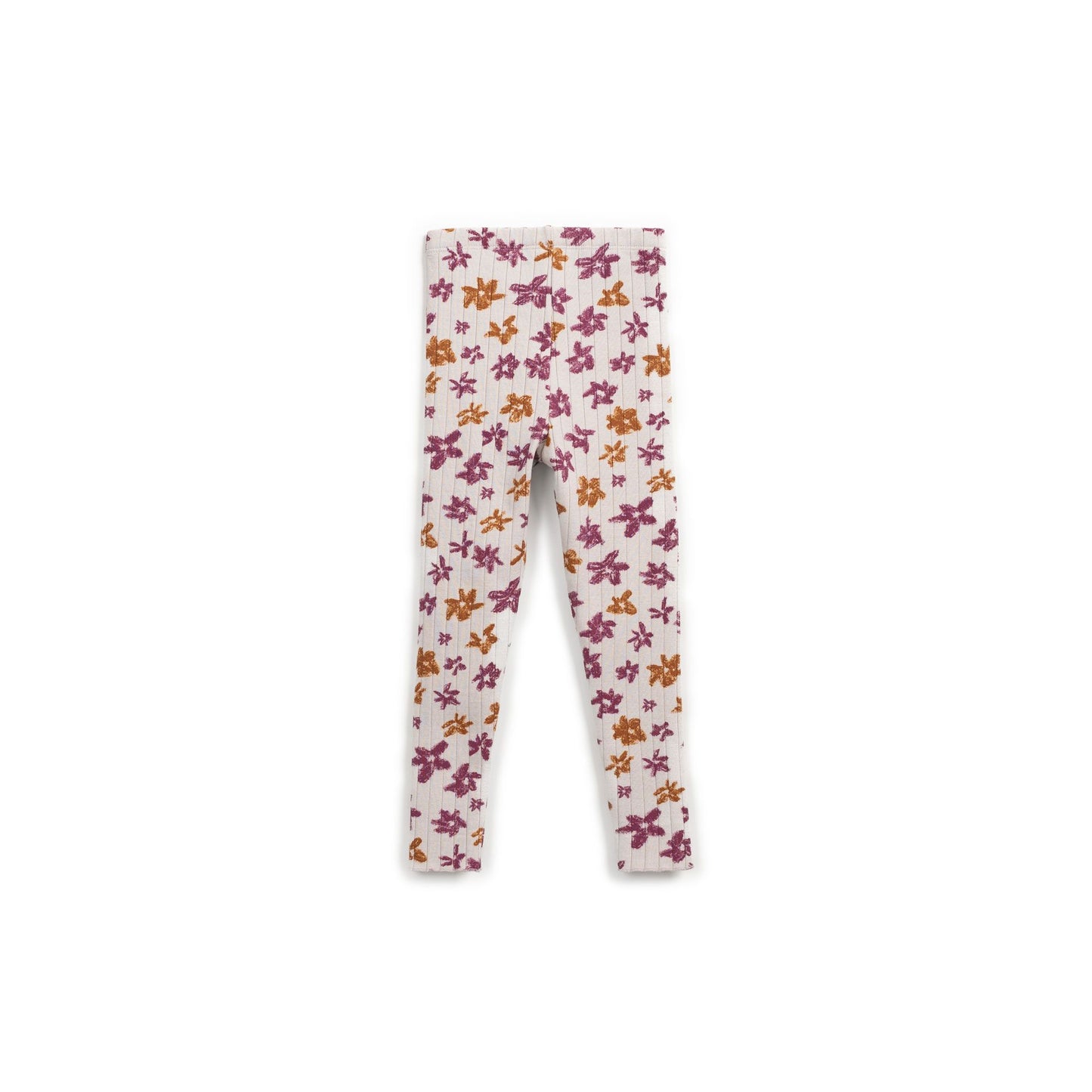 Leggings de canalé con flores  mostaza y granate | Play Up