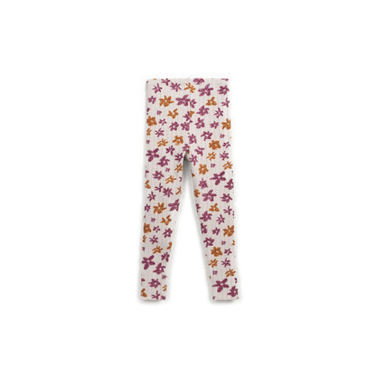 Leggings de canalé con flores  mostaza y granate | Play Up