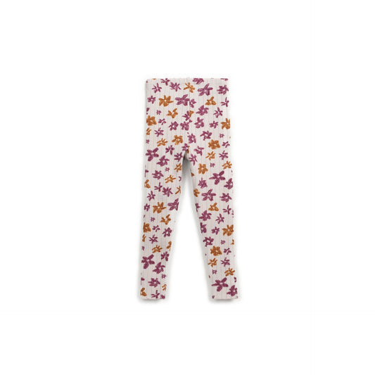 Leggings de canalé con flores  mostaza y granate | Play Up