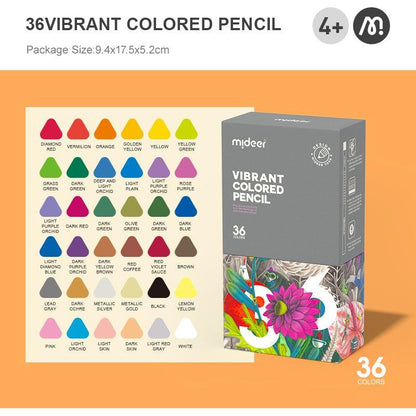 Lápices de Colores Elementales Mideer – Set de 36 (Forma Triangular)