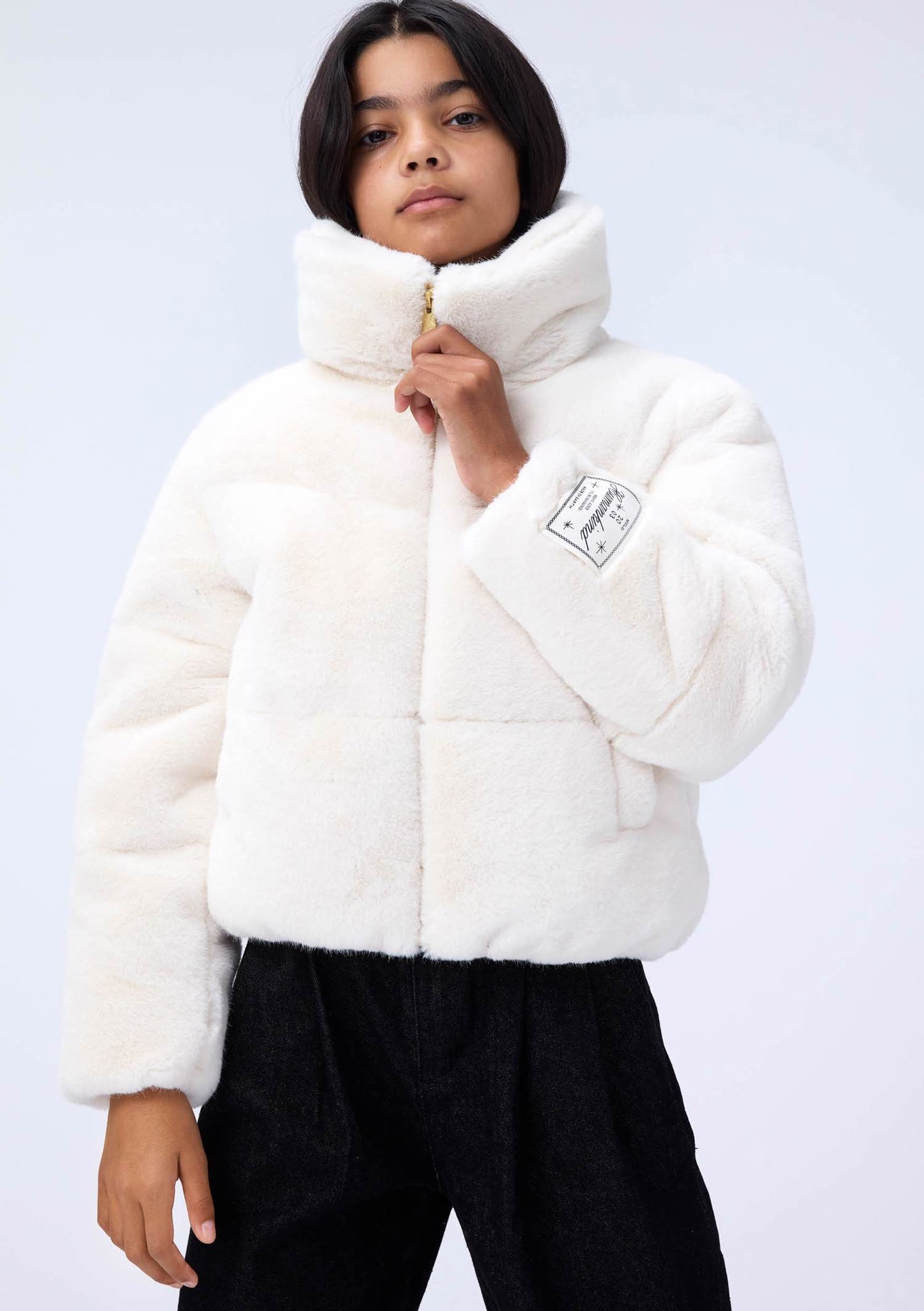 Chaqueta Acolchada de Pelo Sintético Blanco | MOLO