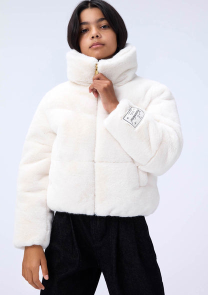 Chaqueta Acolchada de Pelo Sintético Blanco | MOLO