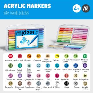 Rotuladores Acrílicos Punta Pincel – 36 Colores | Mideer