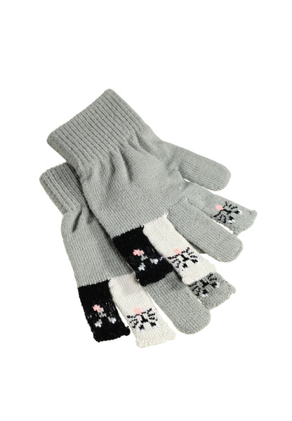 Guantes de punto gris con caritas de gato – Molo