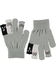 Guantes de punto gris con caritas de gato – Molo