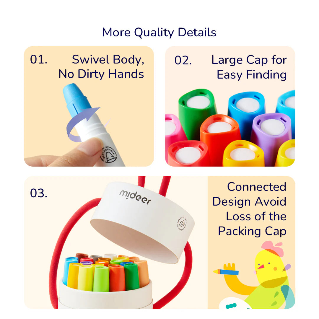 Crayones Sedosos Mideer – Estuche de 12 unidades