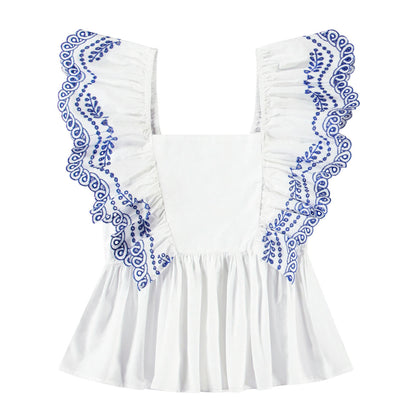 Blusa Bordada “Blue Blossom” – Molo
