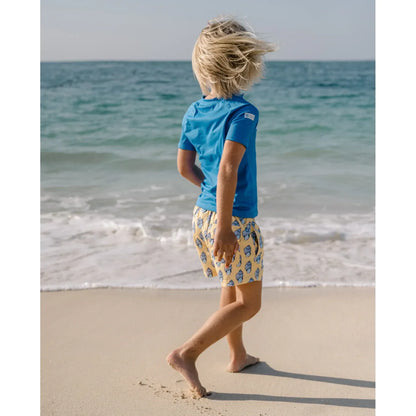 Camiseta UV niño manga corta UPF50+ – Mediterranean Blue | Badawii