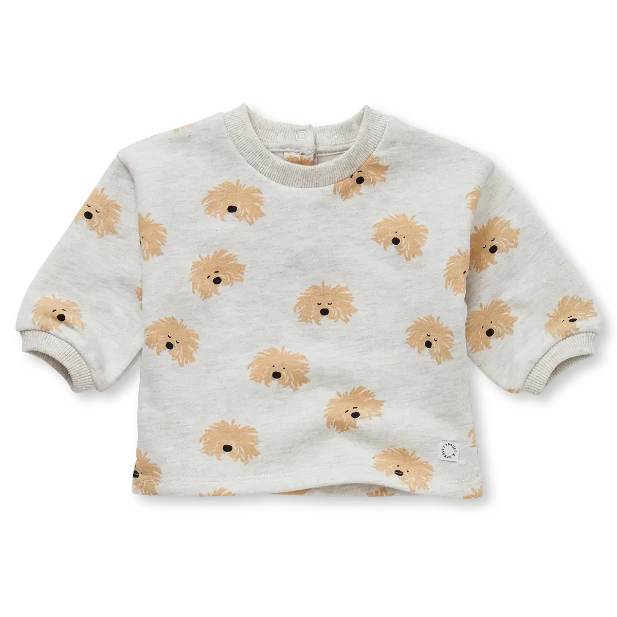 Sudadera Bebé – Dog Print Light Grey Melee | Sproet & Sprout
