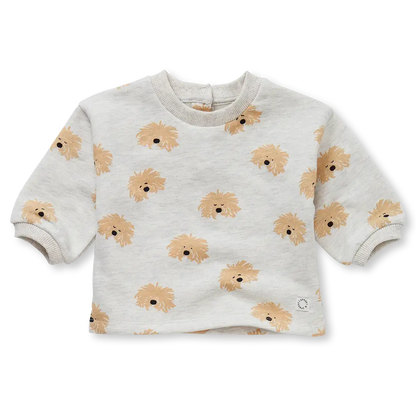 Sudadera Bebé – Dog Print Light Grey Melee | Sproet & Sprout