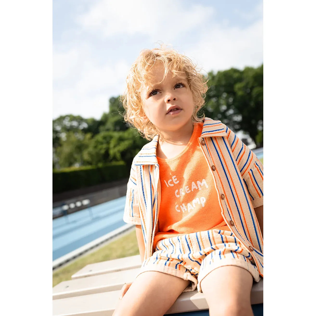 Pantalón corto chino de rayas finas para bebé – Sproet & Sprout