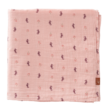 Muselina Orgánica Caballito de Mar Rosa 120x120 cm - Fresk