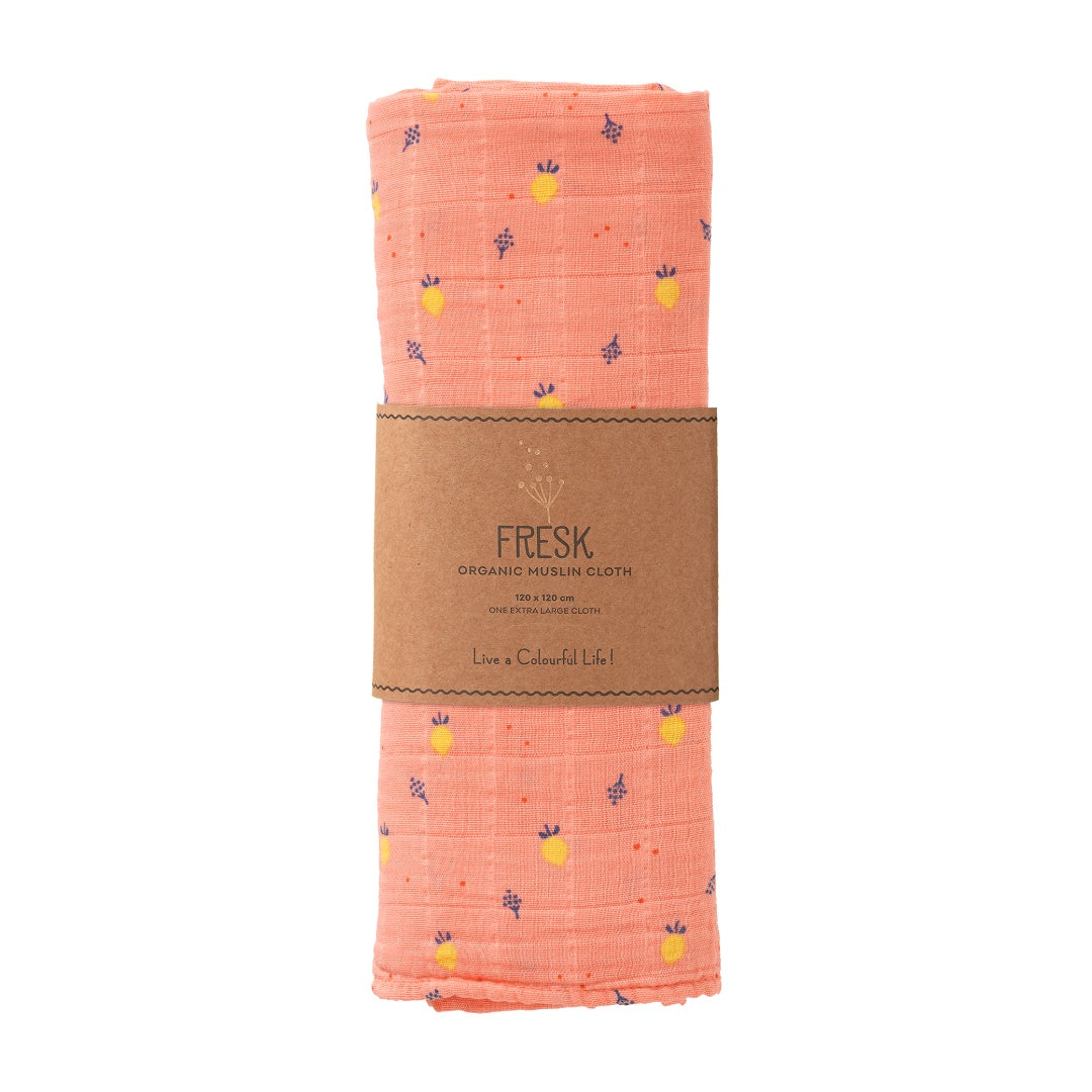 Muselina Orgánica Limas Coral 120x120 cm  - Fresk