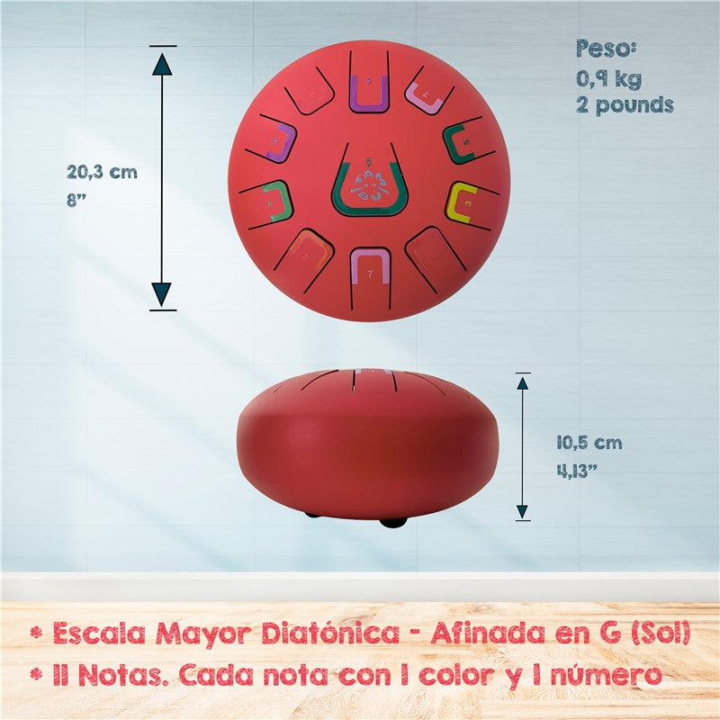 Tambú 8" 11 notas - Rojo mate