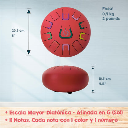 Tambú 8" 11 notas - Rojo mate