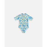 Bañador niña manga corta UPF50+ – Limoncello Stripes | Badawii