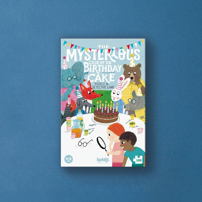 Puzzle The Mysterious Case of the Birthday Cake + Juego de detectives (100 piezas) | Londji