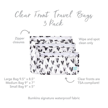 Set 3 Neceseres con Frontal Transparente – Bumkins (Corazones)