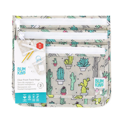 Set de 3 Neceseres con Frontal Transparente – Cactus