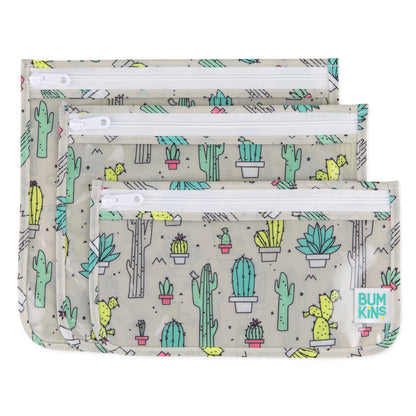 Set de 3 Neceseres con Frontal Transparente – Cactus