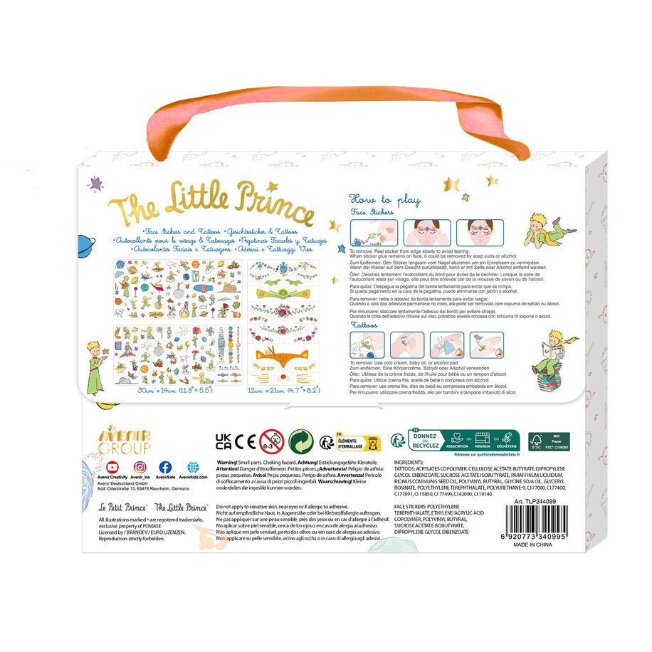 Kit de pegatinas faciales y tatuajes El Principito · Avenir