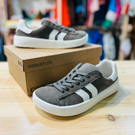 Zapatillas Barefoot Adulto “Suede Micropelle” Gris/White – Coqueflex