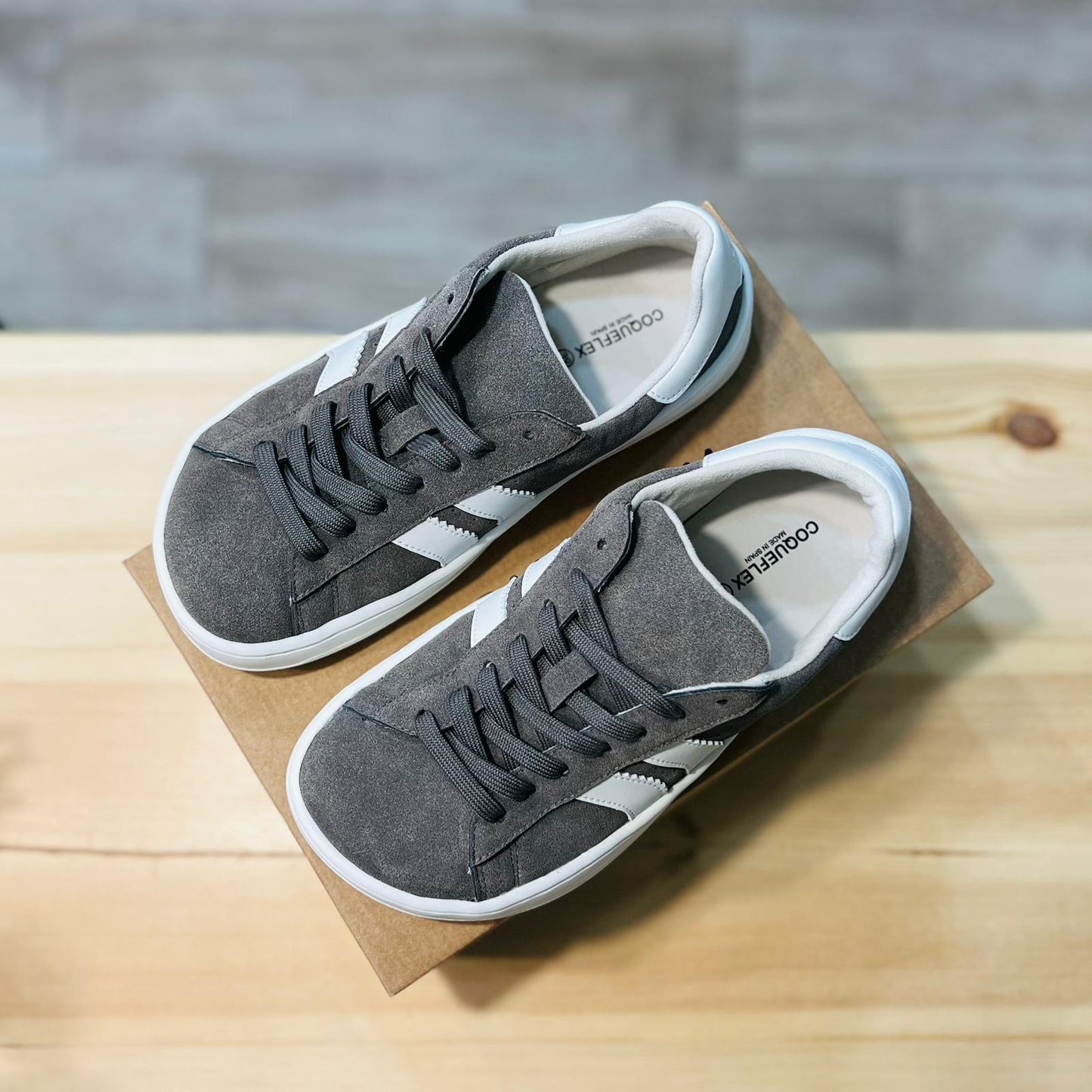 Zapatillas Barefoot Adulto “Suede Micropelle” Gris/White – Coqueflex