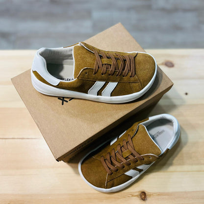 Zapatillas Barefoot Adulto “Cow Suede Micropelle” Tabaco/Blanco – Coqueflex