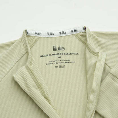 Pijama Zippy Romper de Bambú – Green Olive Ribbed | Lilulila