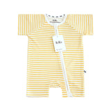 Pijama Corto Zippy Romper de Verano de Bambú – Yellow Stripes | Lilulila