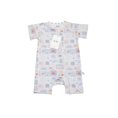 Pijama Corto Zippy Romper de Verano de Bambú – Ocean Life | Lilulila