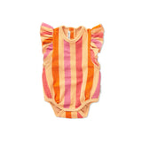 Pelele con Volantes y Estampado de Rayas – Coral y Verde | Sproet & Sprout