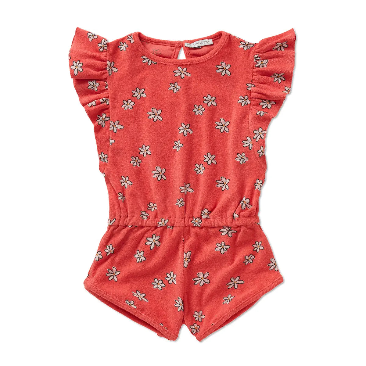 Mono de Rizo con Volantes y Estampado de Margaritas – Rosa Suave | Sproet & Sprout