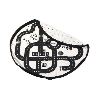 Saco de Almacenaje Reversible y Alfombra de Juego – Roadmap Blanco & Negro | Play & Go