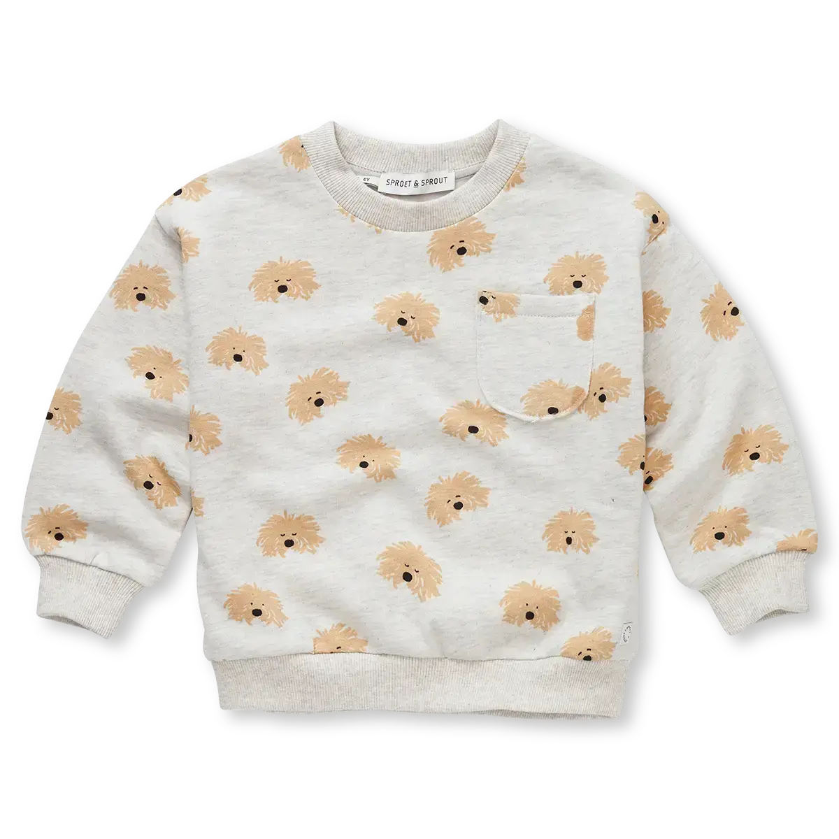 Sudadera Estampado Perro Bigotudo – Gris Jaspeado Claro | Sproet & Sprout
