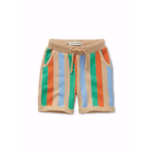 Pantalón corto de felpa multicolor a rayas – Sproet & Sprout