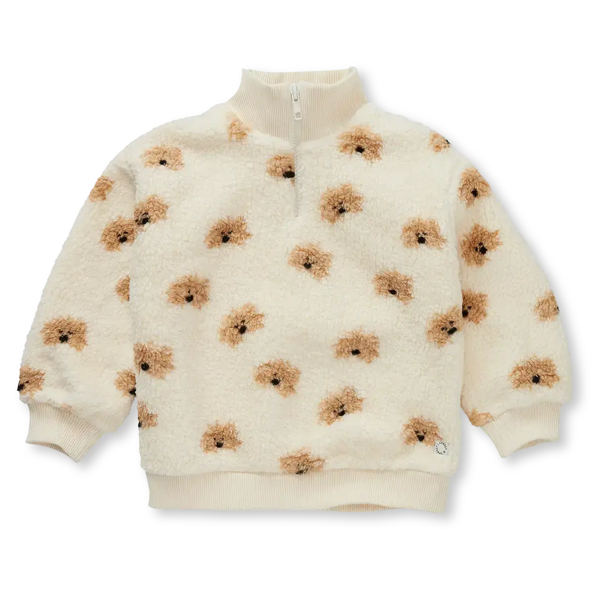 Sudadera Teddy con Cremallera y Perros – Ivory | Sproet & Sprout