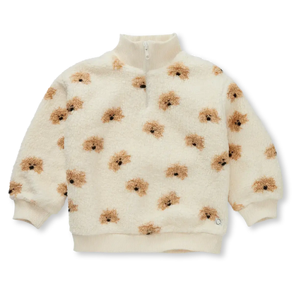 Sudadera Teddy con Cremallera y Perros – Ivory | Sproet & Sprout
