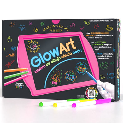 Tablero de dibujo efecto neón GlowArt  Rosa - Marvin’s Magic