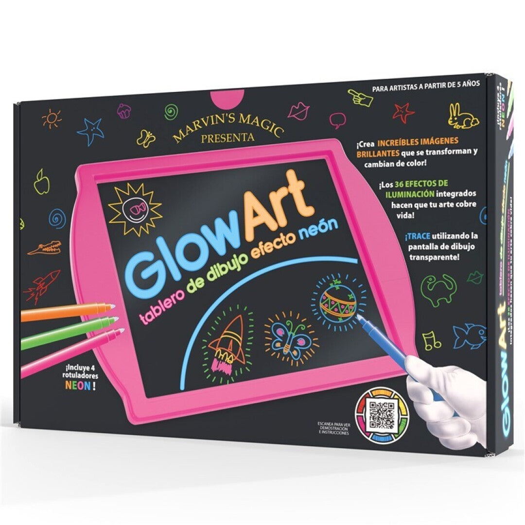 Tablero de dibujo efecto neón GlowArt  Rosa - Marvin’s Magic