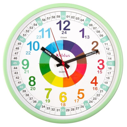 Reloj Educativo de Pared 30 cm Mint- Kiddus