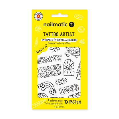 Tatuajes temporales para colorear · Años 70 | Tattoo Artist Nailmatic