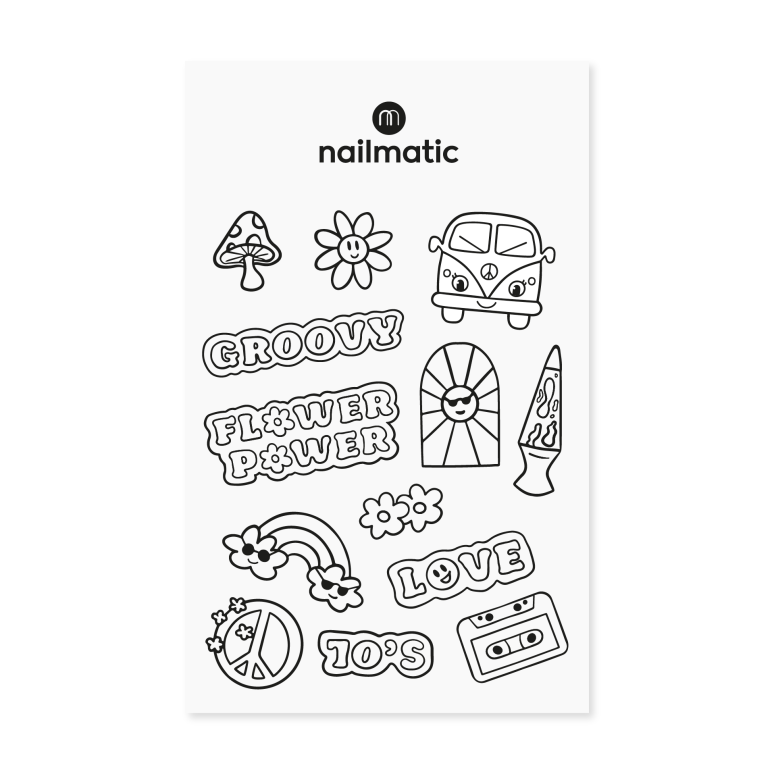 Tatuajes temporales para colorear · Años 70 | Tattoo Artist Nailmatic