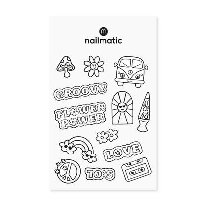Tatuajes temporales para colorear · Años 70 | Tattoo Artist Nailmatic