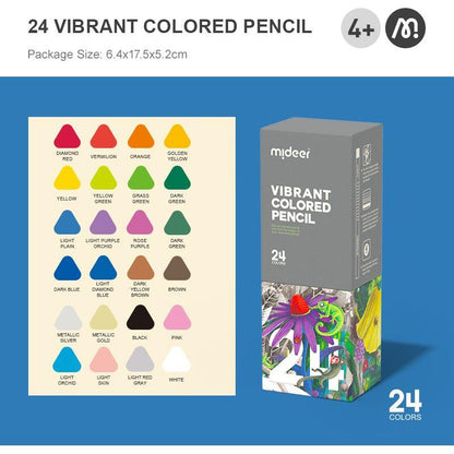 Lápices de Colores Elementales Mideer – Set de 24 (Forma Triangular)