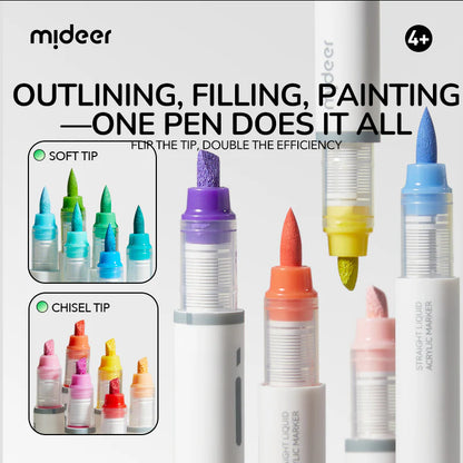 Rotuladores Acrílicos Líquidos Punta Doble – 36 Colores | Mideer