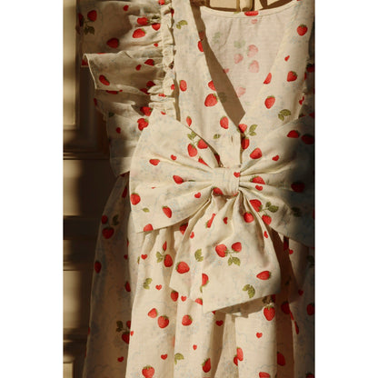 Vestido Evia Bow – Estampado Fresas - Konges Sløjd