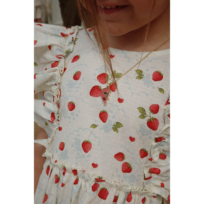 Vestido Evia Bow – Estampado Fresas - Konges Sløjd
