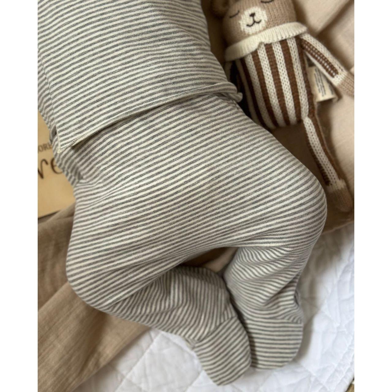 North Baby – Conjunto “Cinza Stripes” (Camiseta Cruzada + Polaina)
