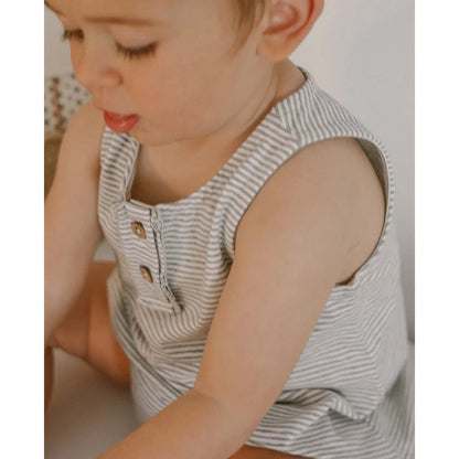 North Baby – Pelele de Tirantes Orgánico “Cinza Stripes”